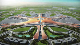 overall aerial view of the beijings new airport