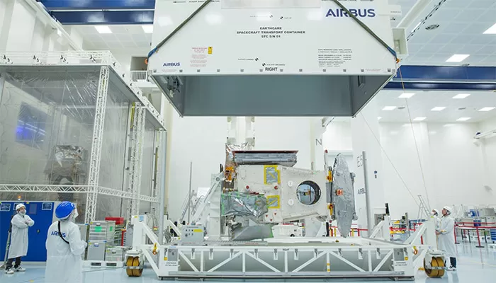 EarthCARE satellite is packed into its container for its flight to launchpad - Copyright Airbus