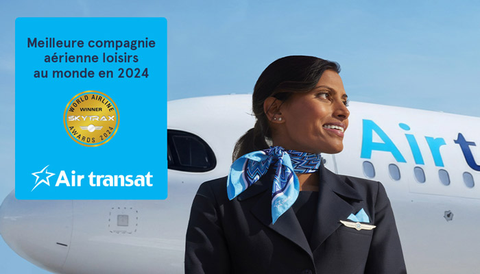 Air Transat nommée Meilleure compagnie aérienne loisirs au monde aux World Airline Awards 2024 de Skytrax